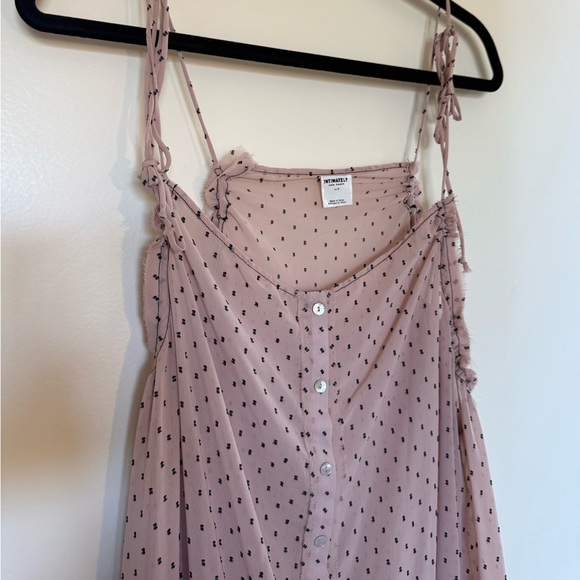 NWOT Free People Intimately Tie Strap Top in Pink with Black Polka Dots in Large - Picture 2 of 6